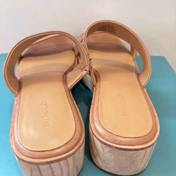 Nisolo Ellie All-Day Clog Slide Wooden Platform Neutral Leather Sandals Size 9 - Picture 5 of 16
